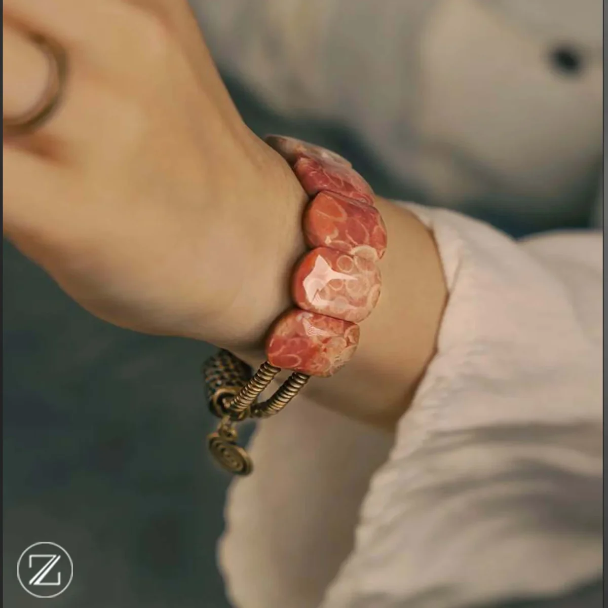 Anima – Bracelet en cuivre & corail fossile – Image 5