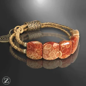 Anima – Bracelet en cuivre & corail fossile
