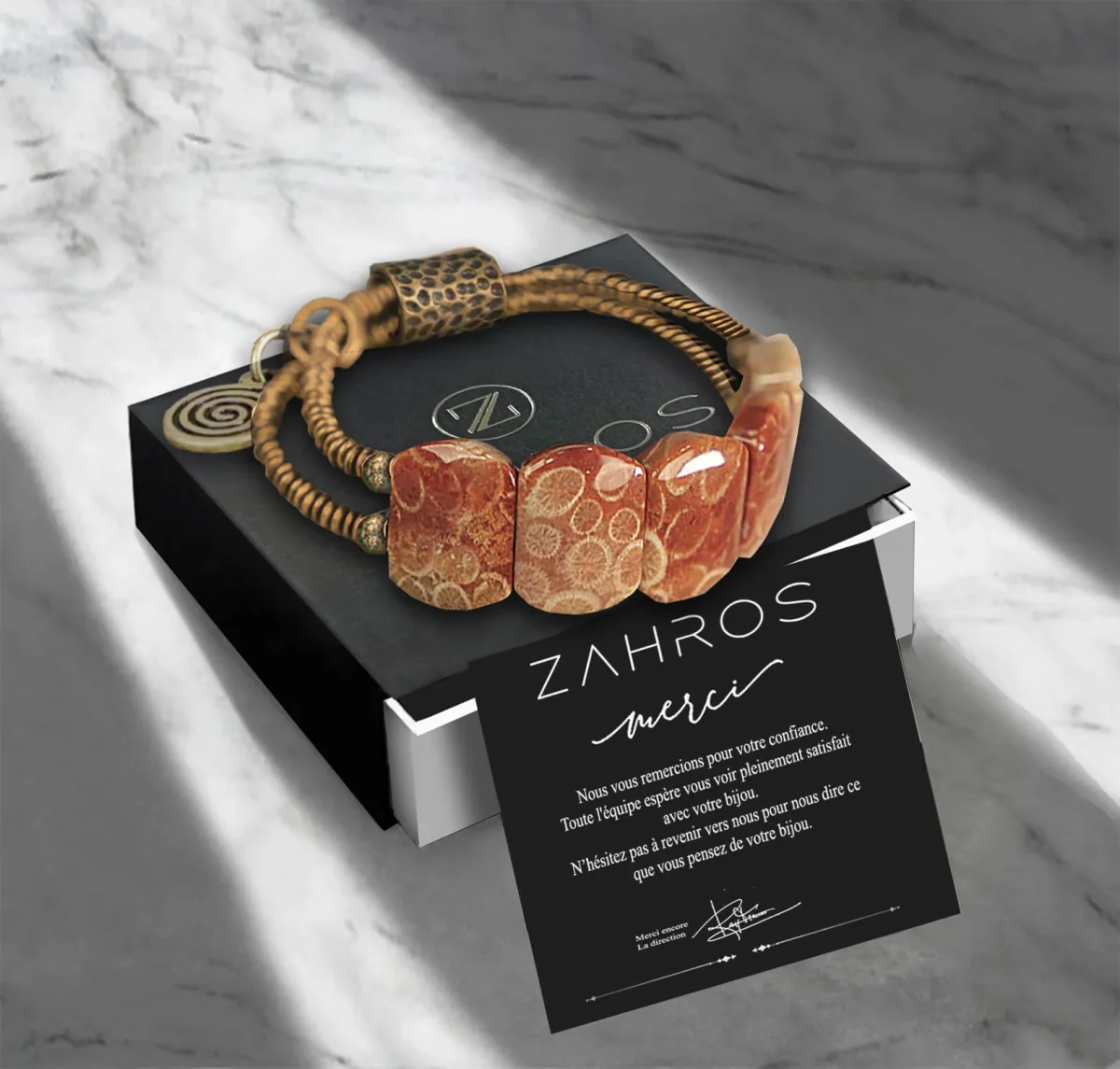 Anima – Bracelet en cuivre & corail fossile – Image 7